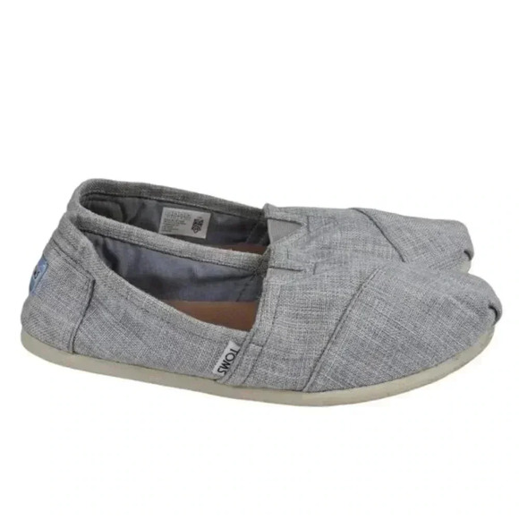Toms Drizzle Grey Lurex Woven  Alpargata Flat Shoe Size 8.5 - Picture 1 of 7